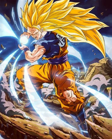 Goku en Super Saiyan 3 lanzando un Kamehameha