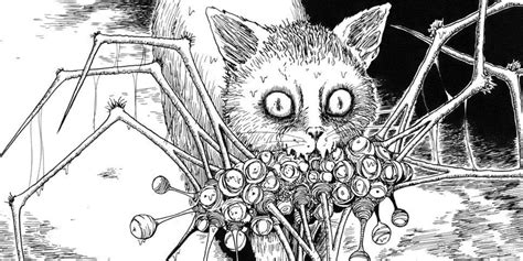 Ilustración de Junji Ito con sus gatos