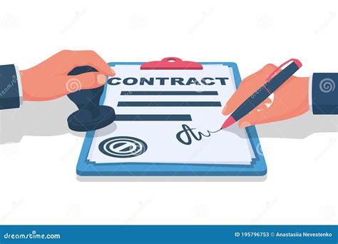 Ilustración de un contrato con un sello oscuro