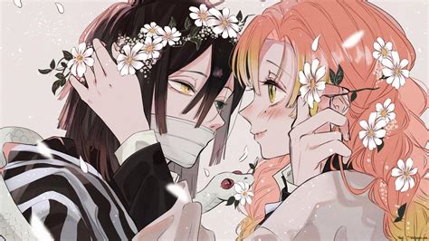 Obanai Iguro y Mitsuri Kanroji