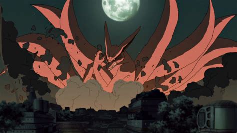 Obito invocando a Kurama para atacar Konoha