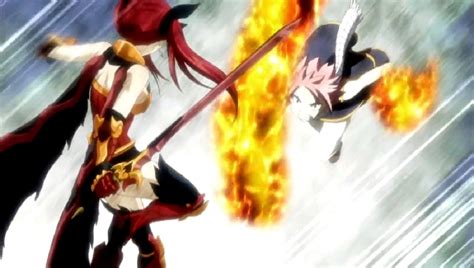 Erza luchando contra múltiples enemigos