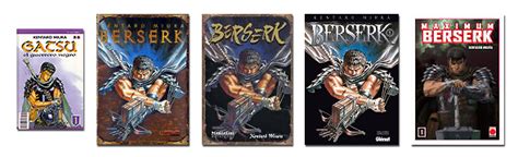 Comparativa de portadas de diferentes ediciones de Berserk