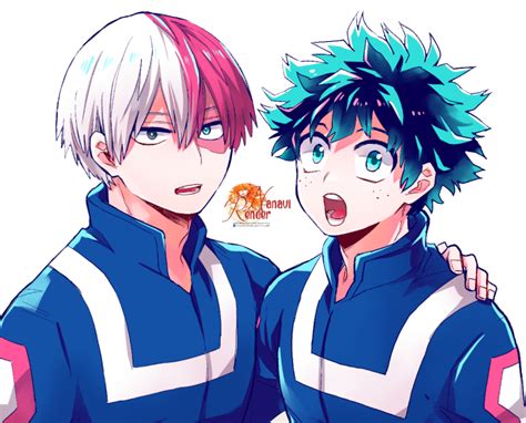 Izuku Midoriya y Shoto Todoroki durante el Festival Deportivo