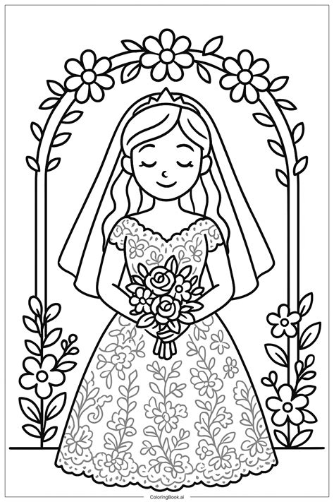 Ilustración de Scarlett en su vestido de novia