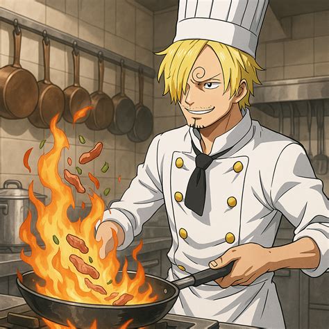 Ilustración de Sanji cocinando