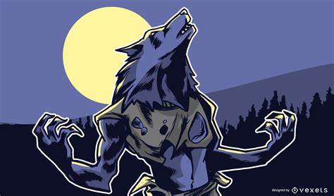 Ilustración de un hombre lobo y un humano en un entorno romántico