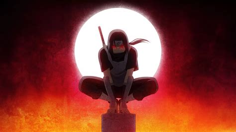 Ilustración de Itachi Uchiha en la niebla nocturna
