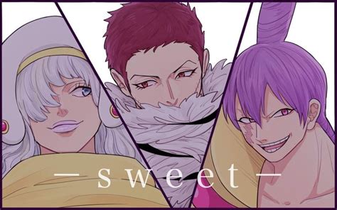 Ilustración de los tres Sweet Commanders: Katakuri, Smoothie y Cracker