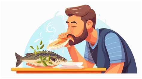 Happy comiendo pescado