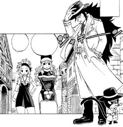 Gajeel y Panther Lily vestidos como detectives