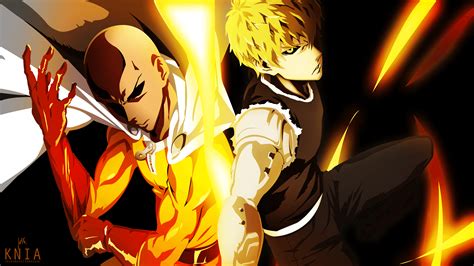 Ilustración de Saitama y Genos en estilo chibi