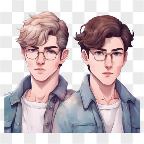 Ilustración de dos personajes masculinos jóvenes en un entorno escolar