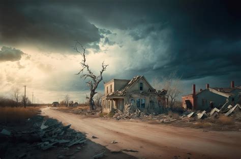 Ruinas de un pueblo destruido por titanes