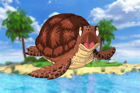 Maestro Roshi recibiendo una Esfera del Dragón de la tortuga.