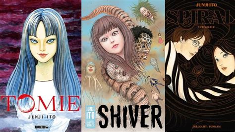 Una selección de portadas de mangas de Junji Ito.