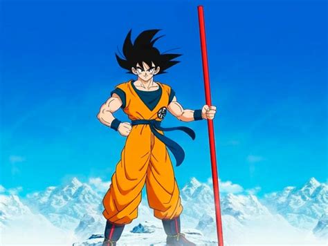 Goku usando su báculo mágico