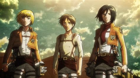 Los tres protagonistas: Eren, Mikasa y Armin