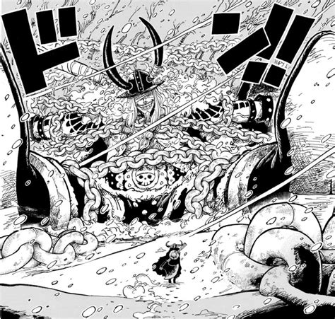 Escena de batalla en Elbaph con Luffy y Loki