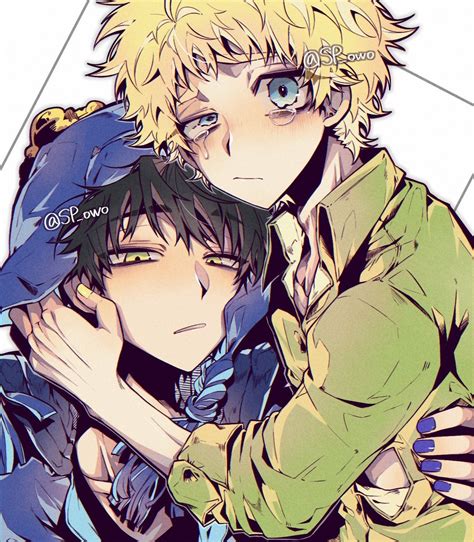 Ilustración de Tweek y Craig en estilo anime