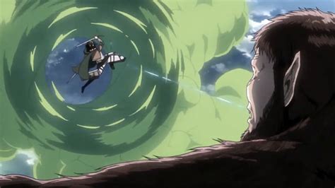 Levi en combate contra el Titán Bestia