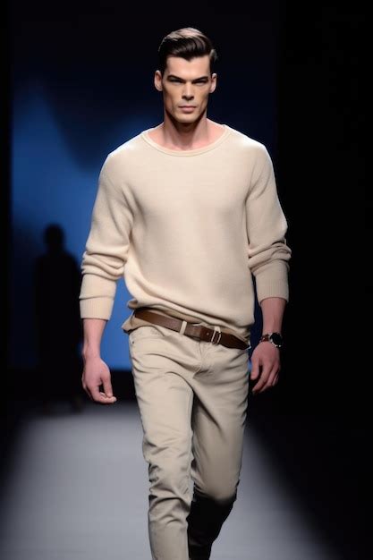 Fotografía de un modelo masculino en pasarela