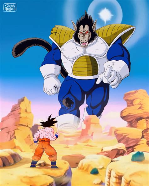 Gohan en su forma Ozaru luchando contra Vegeta