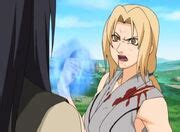 Tsunade usando su fuerza bruta en combate