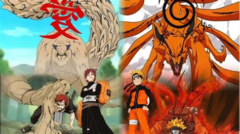 Naruto vs. Gaara en su forma de Shukaku