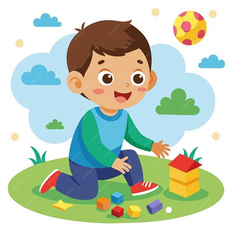 Ilustración de un androide niño jugando