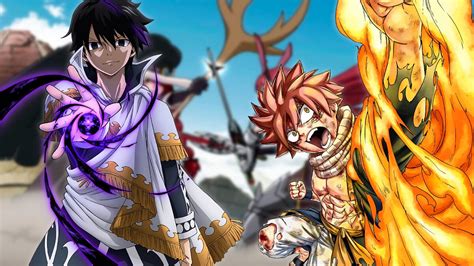 Mago de Fairy Tail usando magia contra un dragón
