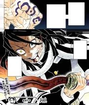 Obanai Ichiou con su espada roja luchando contra Muzan Kibutsuji