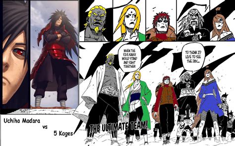 Ilustración de los Kages enfrentándose a Madara Uchiha