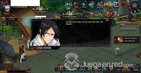 Interfaz de Bleach Saga Online