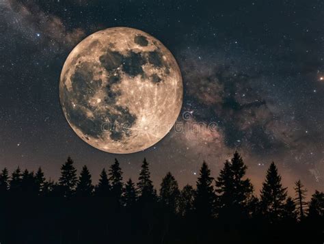una luna llena sobre un bosque oscuro