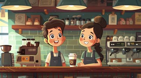 Ilustración de un mangaka trabajando en una cafetería