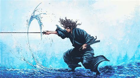 Ilustración de Musashi Miyamoto en pose de combate