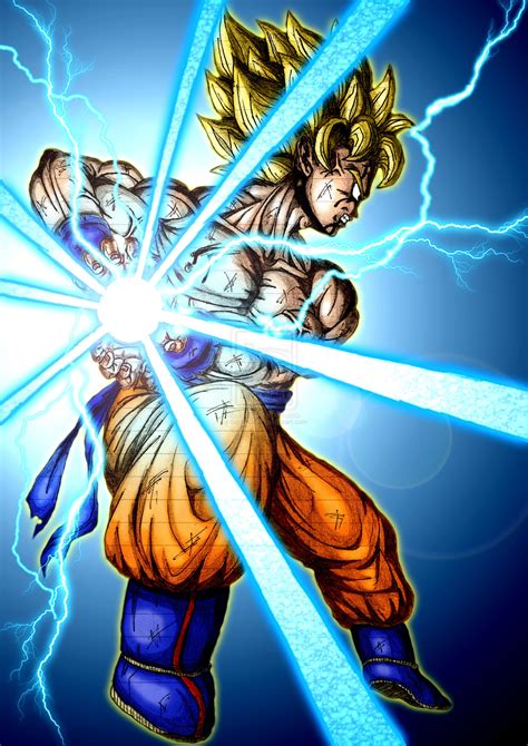 Son Goku ejecutando el Kamehameha