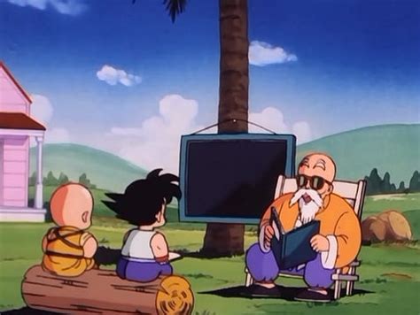 Maestro Roshi y sus alumnos (Goku, Krilin, Yamcha)