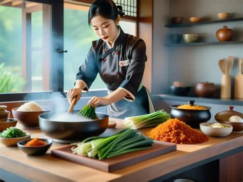 Representación artística de un chef coreano moderno