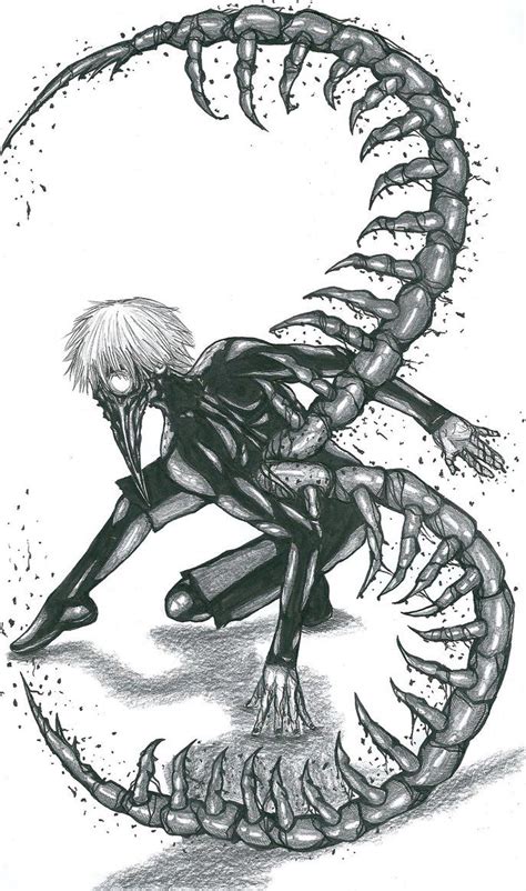 Ken Kaneki en su forma semi-kakuja de ciempiés