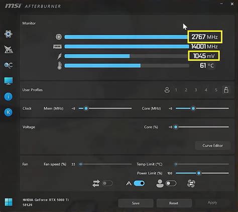 Interfaz de MSI Afterburner mostrando métricas de rendimiento del juego