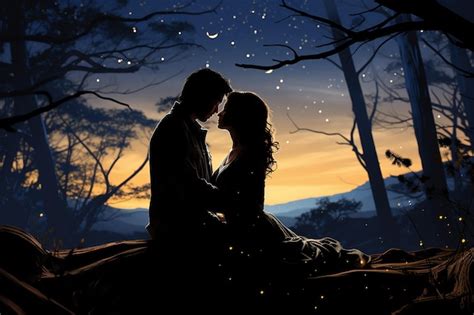 Pareja de anime Twilight Outfocus compartiendo un momento tierno