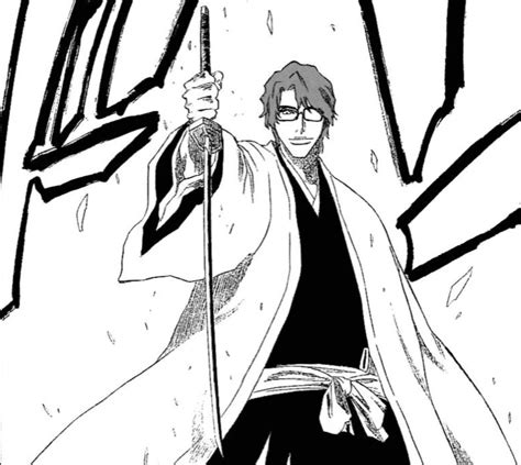 Ilustración de Sōsuke Aizen con su Zanpakutō Kyōka Suigetsu