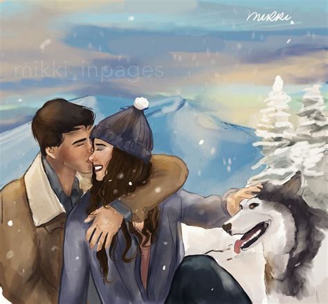 Ilustración de Roelle y Kayden en la cabaña