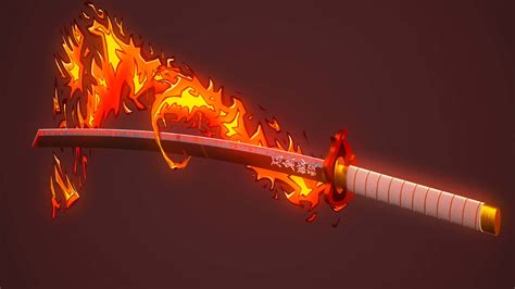 Nichirin sword with red flame effect