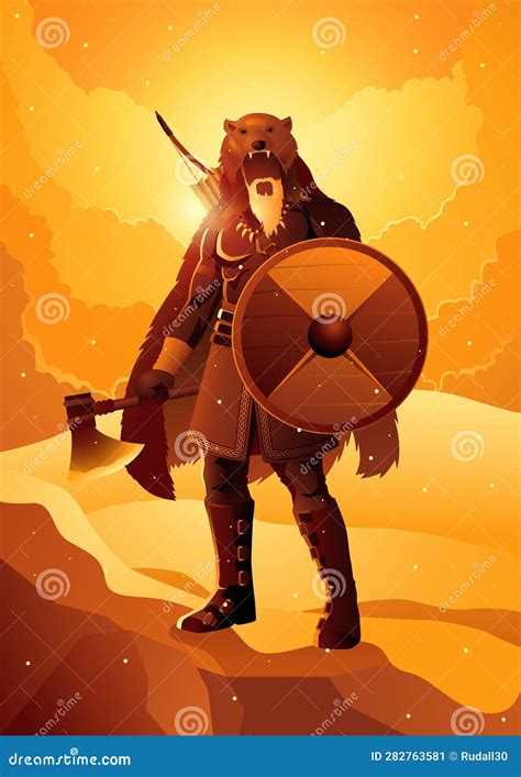Ilustración de un berserker vikingo en batalla