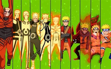 Naruto Uzumaki en sus diferentes transformaciones de Jinchūriki
