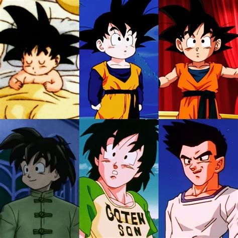Son Goten en diferentes etapas de su vida