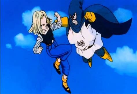 Trunks y Goten (Mighty Mask) contra la Androide 18